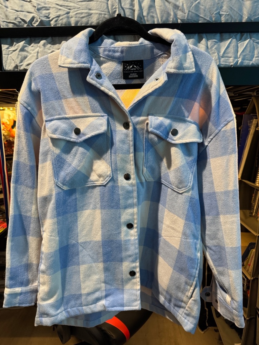 Cozy Blue & White Plaid Teddy Jacket